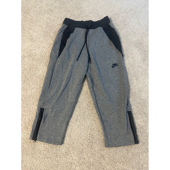 Nike Women's Gray Cropped Training Pants Zip Leg Athletic Sweatpants - Picture 1 of 5